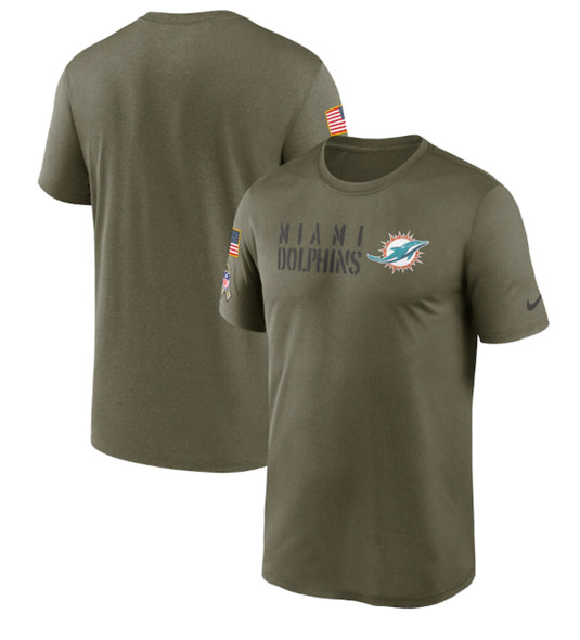 Men's Miami Dolphins 2022 Olive Salute to Service Legend Team T-Shirt - Click Image to Close